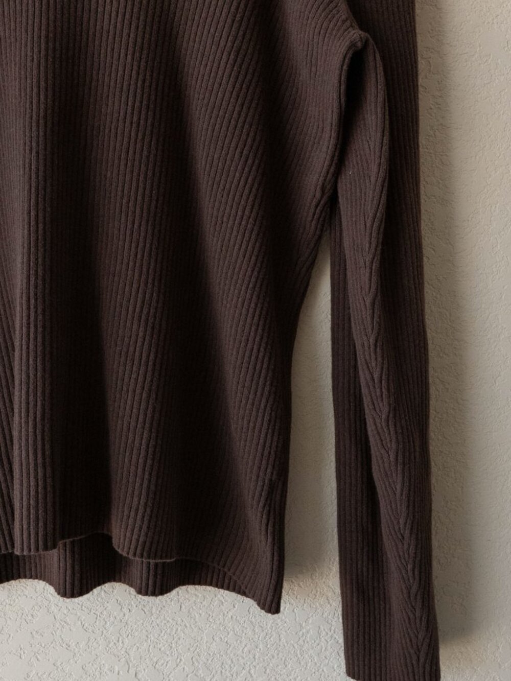 St John's Bay Sweater Womens XL Brown Ribbed V Neck Cotton Knit Pullover - Picture 8 of 14